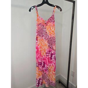 On Gossamer Long Retro Print Long Slip Sleepwear Loungwear Nightwear Nightgown S